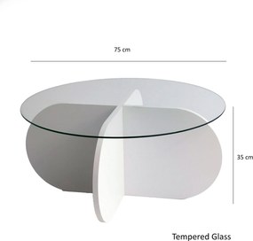 Τραπεζάκι Σαλονιού Λευκό CLESAMO 75x75x35