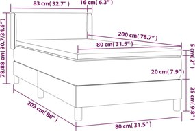 vidaXL Κρεβάτι Boxspring με Στρώμα Κρεμ 80 x 200 εκ. Συνθετικό Δέρμα