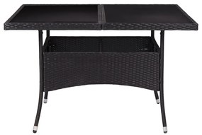 vidaXL Τραπεζαρία Εξωτερικού Χώρου Μαύρη από Συνθετικό Ρατάν / Γυαλί