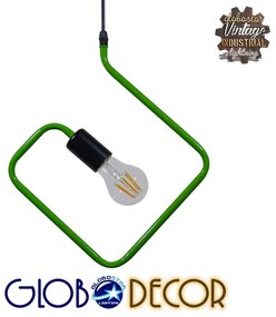 GloboStar® LIBBY 01096-1 Μοντέρνο Κρεμαστό Παιδικό Φωτιστικό Οροφής Μονόφωτο 1 x E27 Πράσινο Μεταλλικό Φ31 x Υ100cm