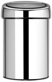 Κάδος Brabantia Touch Bin 647210, 3 L, Ομαλό και αθόρυβο άνοιγμα, Επιτοίχια τοποθέτηση, Λαμπερό ανοξείδωτο ατσάλι
