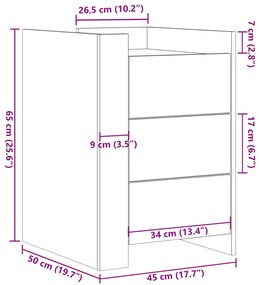 ΚΟΜΟΔΙΝΟ ΓΚΡΙ SONOMA 45X50X65 ΕΚ. ΑΠΟ ΕΠΕΞΕΡΓΑΣΜΕΝΟ ΞΥΛΟ 848309