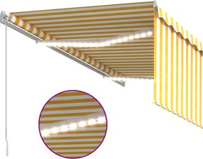 vidaXL Χειροκίνητη τέντα με ηλιακό LED 3 x 2,5 m