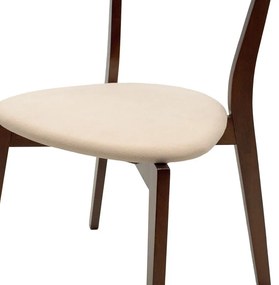 Καρέκλα Toto pakoworld μπεζ ύφασμα-rubberwood καρυδί πόδι (2 τεμάχια)
