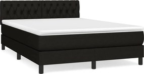 vidaXL Κρεβάτι Boxspring με Στρώμα Μαύρο 140x200 εκ. Υφασμάτινο