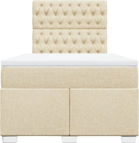 vidaXL Κρεβάτι Boxspring με Στρώμα Κρεμ 120x200 εκ. Υφασμάτινο