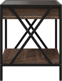 vidaXL Κομοδίνο Άπειρο Φως LED Καφέ Δρυς 40x40x49 εκ.