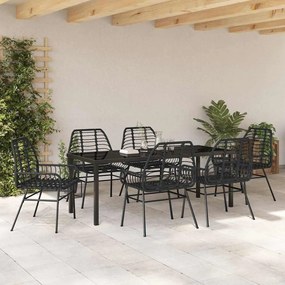vidaXL Σέτ φαγητού για κήπο 7 pcs Μαύρο συνθετικό ρατάν