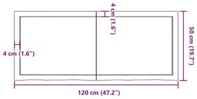 Επιφάνεια Τραπεζιού Σκούρο Καφέ 120x50x(2-6)εκ Επεξ. Μασίφ Δρυς - Καφέ