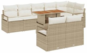 vidaXL Σετ Καναπέ Κήπου με μαξιλάρι 9 pcs Μπεζ, Κρέμα 100 x 55 x 73 εκ