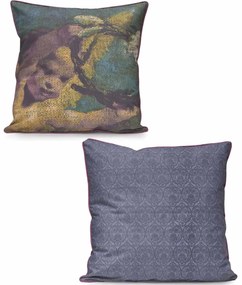 Μαξιλαροθήκη Διπλής Όψης W17 07 Multi - Purple Kentia 50Χ50 100% Cotton