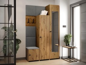 Σετ διαδρόμου Hartford E103, 214x42x44cm, Καθρέφτης, Artisan δρυς, Ταπισερί, Πλαστικοποιημένη μοριοσανίδα, Τοίχου, Εντοιχισμένη
