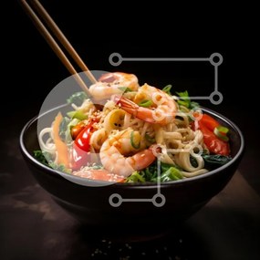 Intra Συλλεκτικό Ξύλινο Παζλ Plywood  4mm - Μπολ Noodle γαρίδας με λαχανικά Σε Ξύλινο Κουτί - Διαστάσεις: 10x10 cm – 25 κομμάτια