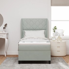 vidaXL Κρεβάτι με Στρώμα Light Grey 90x200 cm Βελούδο