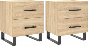 vidaXL Κομοδίνα 2 τεμ. Sonoma Δρυς 40 x 35 x 47,5 εκ. Επεξεργ. Ξύλο