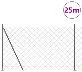 vidaXL Φράχτης αλυσίδας με 13 κολώνες 1.4x25 μ Γαλβανισμένο μέταλλο