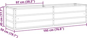 vidaXL Γλάστρα Ελεφαντόδοντο 195 x 50 x 45 εκ Επικαλυμμένος Χάλυβας