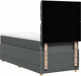 vidaXL Κρεβάτι Boxspring με Στρώμα Σκούρο Γκρι 90x200 εκ. Υφασμάτινο