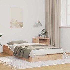 vidaXL Κρεβάτι δαπέδου Καφέ 75 x 190 cm Μασίφ ξύλο πεύκου