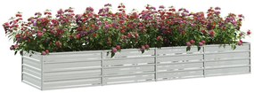 vidaXL Ζαρντινιέρα Υπερυψωμένη Ασημί 320x80x45 εκ. Γαλβανισμ. Χάλυβας