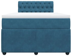 vidaXL Κρεβάτι Boxspring με Στρώμα Μπλε 120x200 εκ. Βελούδινο