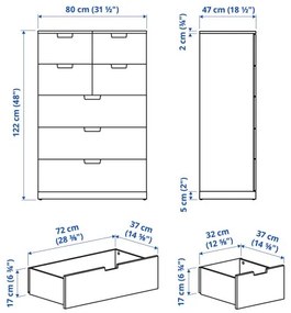 NORDLI συρταριέρα με 7 συρτάρια, 80X122 cm 992.395.02