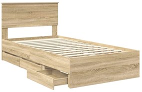 vidaXL Σκελετός Κρεβατιού Δρύς Sonoma 100 x 200 cm Μηχανήματος Ξύλο