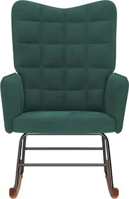 vidaXL Κουνιστή Πολυθρόνα Σκούρο Πράσινο Βελούδινη