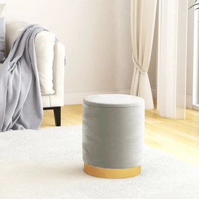 vidaXL Στρογγυλό Σκαμπό Αποθήκευσης Hocker Ανοιχτό Γκρι Βελούδινο 31 x 37 cm