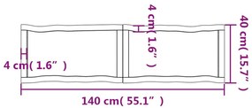 Επιφ Τραπεζιού Αν Καφέ 140x40x(2-4)εκ.Ακατέργ. Μασίφ Ξύλο Δρυός - Καφέ