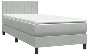 vidaXL Box Spring κρεβάτι με στρώμα ανοιχτό γκρι 90x210 cm Βελούδινο