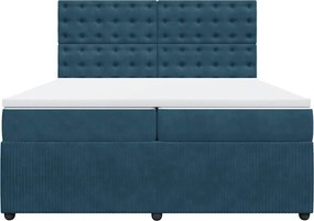 vidaXL Κρεβάτι Boxspring με Στρώμα Μπλε 200x200 εκ. Βελούδινο