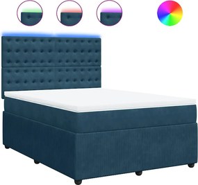 vidaXL Κρεβάτι Boxspring με Στρώμα Μπλε 160x200 εκ. Βελούδινο