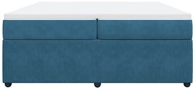 vidaXL Κρεβάτι Boxspring με Στρώμα Σκούρο Μπλε 200x200 εκ. Βελούδινο