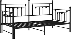 vidaXL Σκελετός κρεβατιού ημέρας Μαύρο 90 x 200 cm