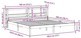 Σκελετός Κρεβατιού Χωρίς Στρώμα 180x200 εκ Μασίφ Ξύλο Πεύκου - Καφέ