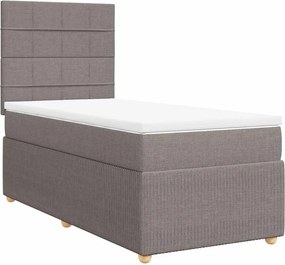 vidaXL Κρεβάτι Boxspring με Στρώμα Taupe 90x190 εκ.Υφασμάτινο
