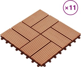 vidaXL Πλάκα Κατασκευής 11 pcs Ξύλο teak 30 x 30 cm WPC