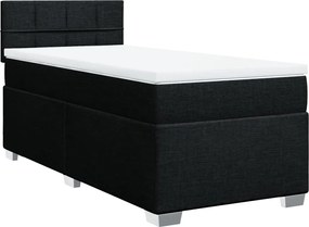 vidaXL Κρεβάτι Boxspring με Στρώμα Μαύρο 90x200 εκ. Υφασμάτινο