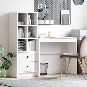 vidaXL Γραφείο με συρτάρι με ράφι με αποθήκευση 2 pcs Λευκό