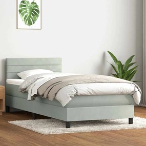 BOX SPRING ΚΡΕΒΑΤΙ ΜΕ ΣΤΡΩΜΑ ΑΝΟΙΧΤΟ ΓΚΡΙ 90X220 ΕΚ. ΒΕΛΟΥΔΙΝΟ 3317007