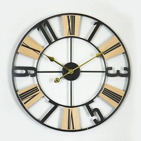 Ρολόι Τοίχου 753-10033 60x4.5x60cm Natural-Black Estheti Home Wood,Metal