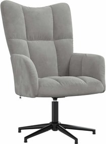 vidaXL Πολυθρόνα Relax Ανοιχτό Γκρι Βελούδινη με Σκαμπό