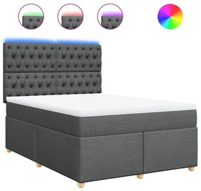 vidaXL Κρεβάτι Boxspring με Στρώμα Σκούρο Γκρι 140x190 εκ. Υφασμάτινο