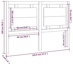 Κεφαλάρι Κρεβατιού Γκρι 145,5x4x100 εκ. από Μασίφ Ξύλο Πεύκου - Γκρι