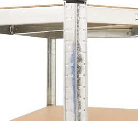 vidaXL Γωνιακό ράφι 4 στρώσεων Ασημί Χάλυβας &amp; Ξύλο