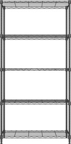 HOME USE μεταλλική ραφιέρα HUH-0270 με 5 ράφια, 90x35x175cm, μαύρη