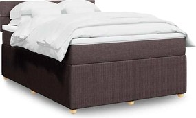 vidaXL Κρεβάτι Boxspring με Στρώμα Σκούρο Καφέ 140x200 εκ Υφασμάτινο