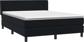 vidaXL Κρεβάτι Boxspring με Στρώμα Μαύρο 160x210 εκ. Βελούδινο