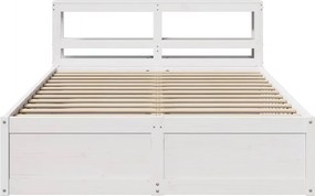vidaXL Πλαίσιο Κρεβατιού με Κεφαλάρι Λευκό 140 x 190 εκ. Μασίφ Πεύκο
